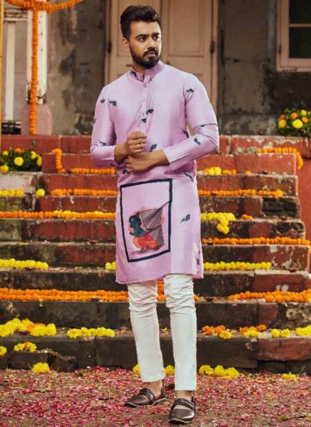 Dusty Pink Colour Raas Vol 6 Shubh Kala Latest Designer Navratri Special Silk Mens Wear Kurta Collection 2135